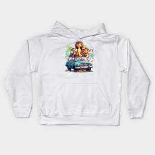 Animals Safari on Car #1 Kids Hoodie